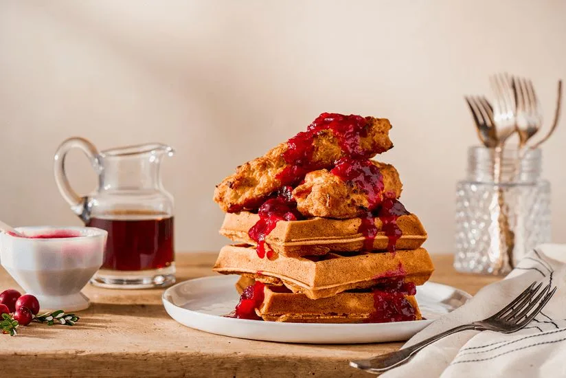 Fried Turkey And Cranberry Gingerbread Waffles