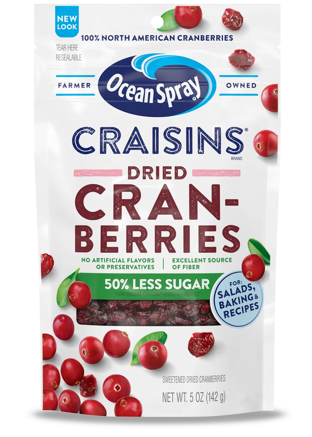 Craisins® 50% Less Sugar Dried Cranberries front image.