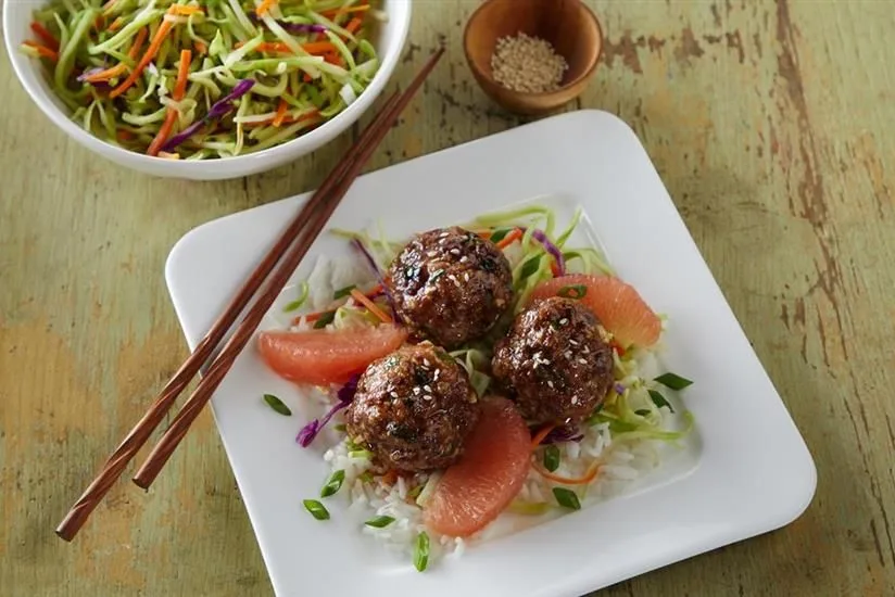 Korean Meatballs with Spicy Grapefruit Glaze