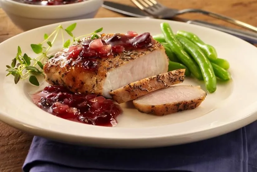 Pork Chops with Cranberry Blueberry Sauce