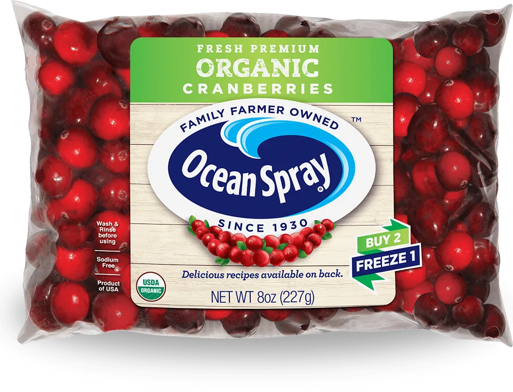 Organic Cranberries front image.