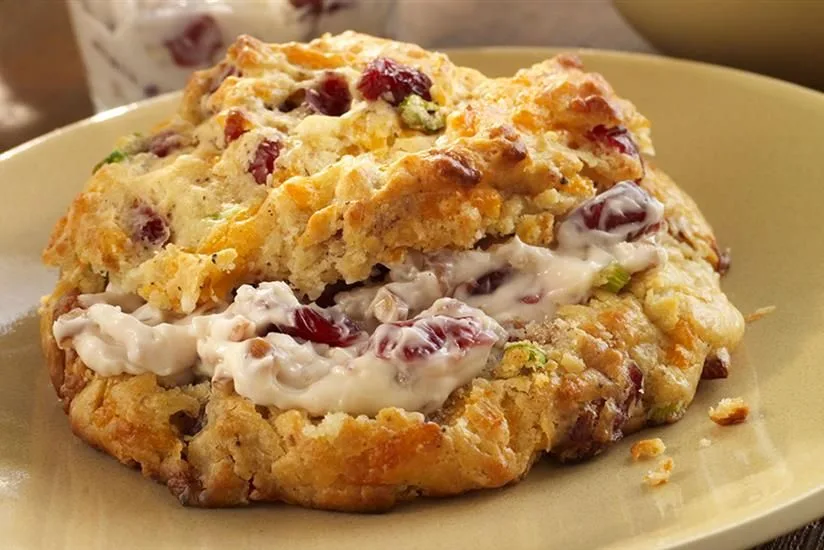 Cranberry Bacon Brunch Scones with Cranberry-Pecan Cream Cheese