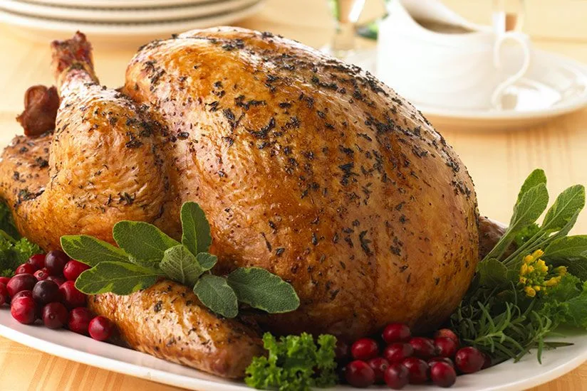 Fresh Thyme-Rubbed Turkey with White Cranberry Baste