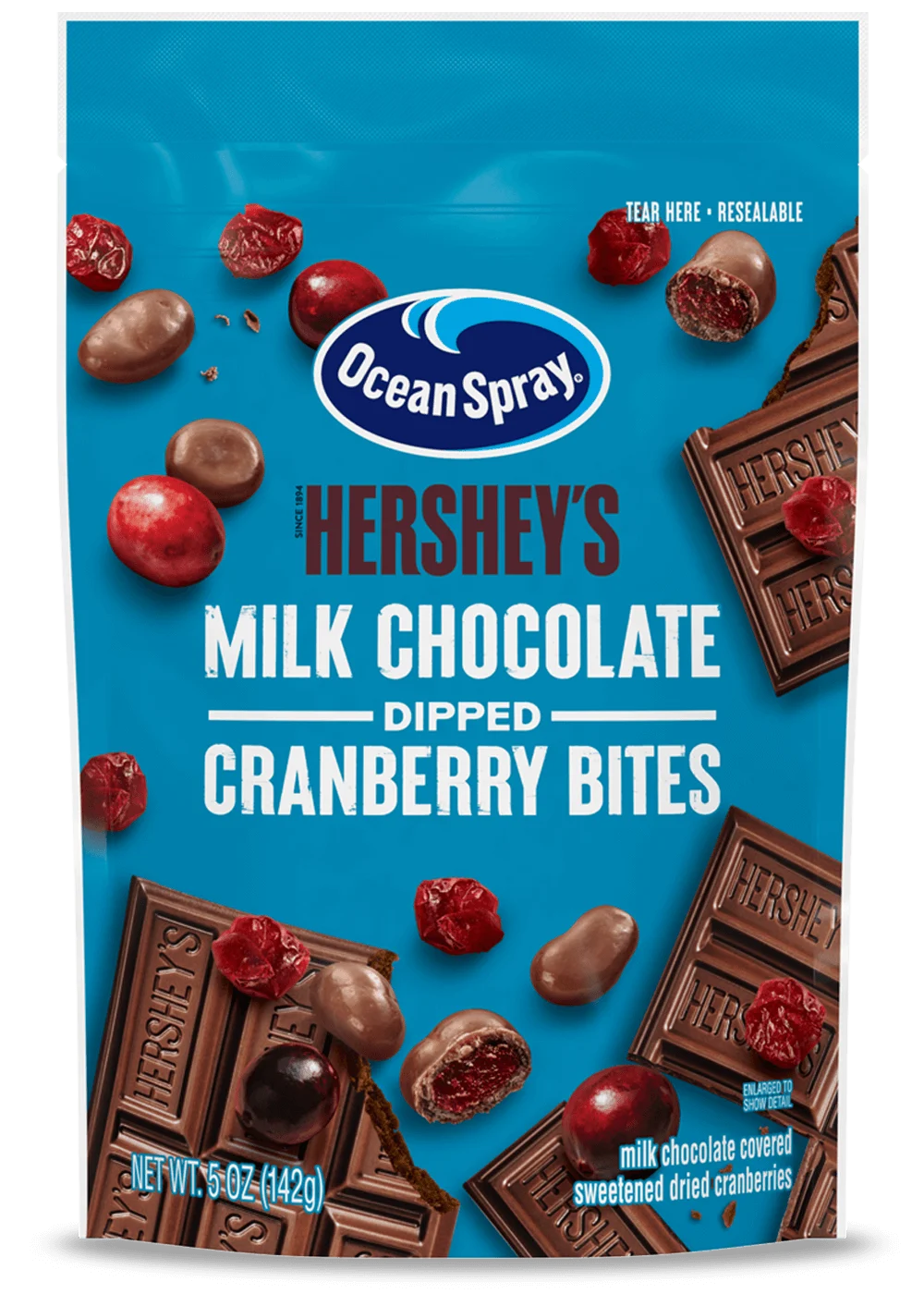 Ocean Spray® HERSHEY’S Milk Chocolate Dipped Cranberry Bites front image.