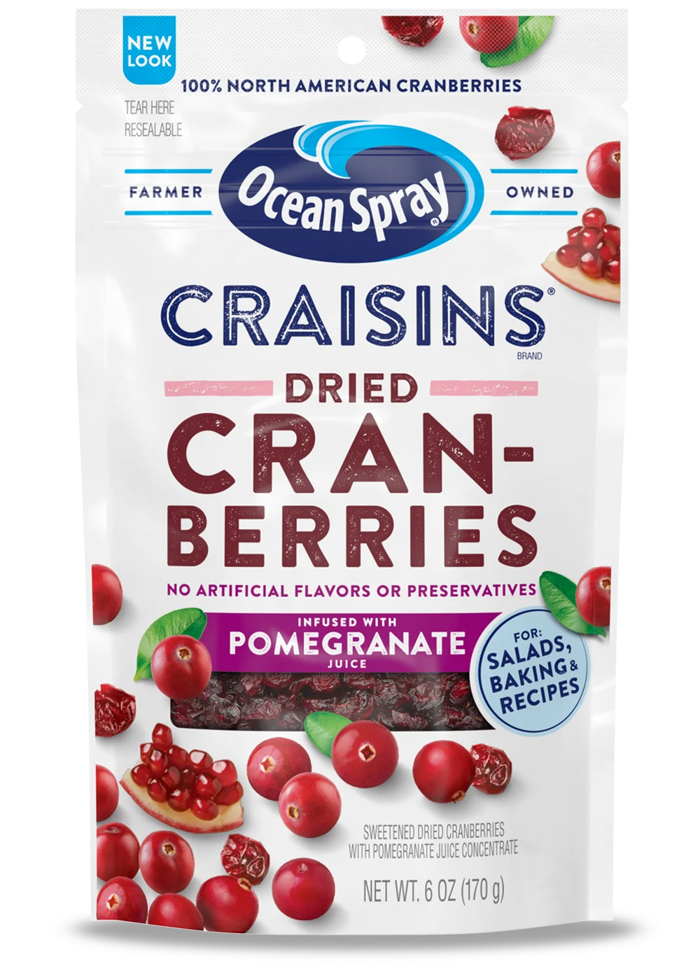 Craisins® Dried Cranberries Pomegranate Juice Infused front image.