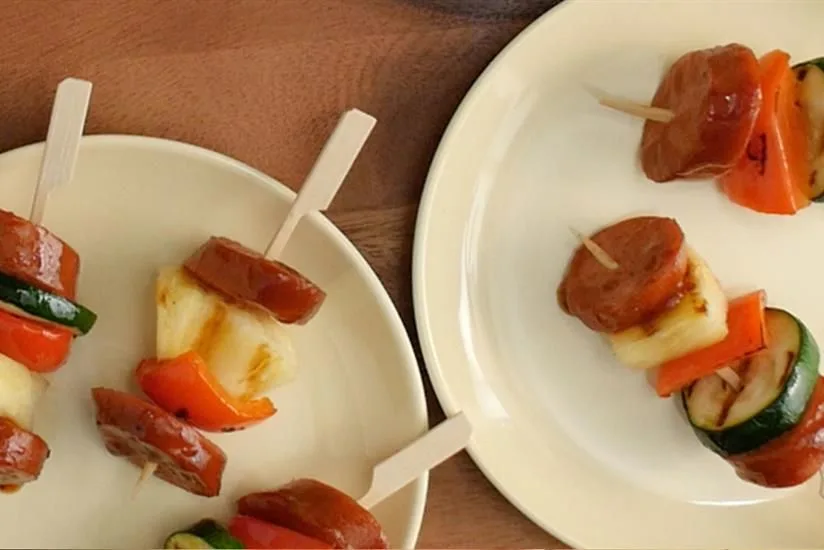 Cranberry Pineapple Glazed Kielbasa Bites