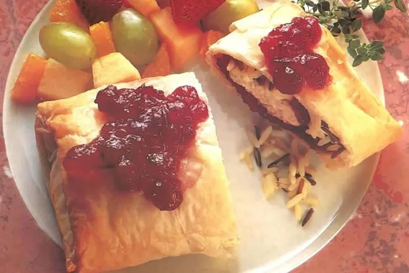 Wild Rice and Cranberry Phyllo Rolls