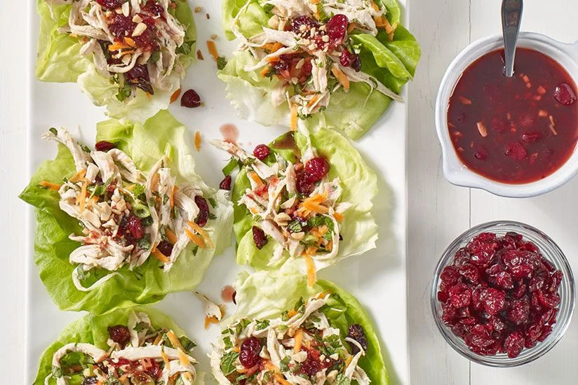 Triple Cranberry Chicken Lettuce Wraps