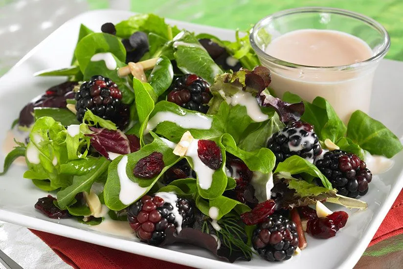 Fruity Green Salad with Ruby Grapefruit Dressing