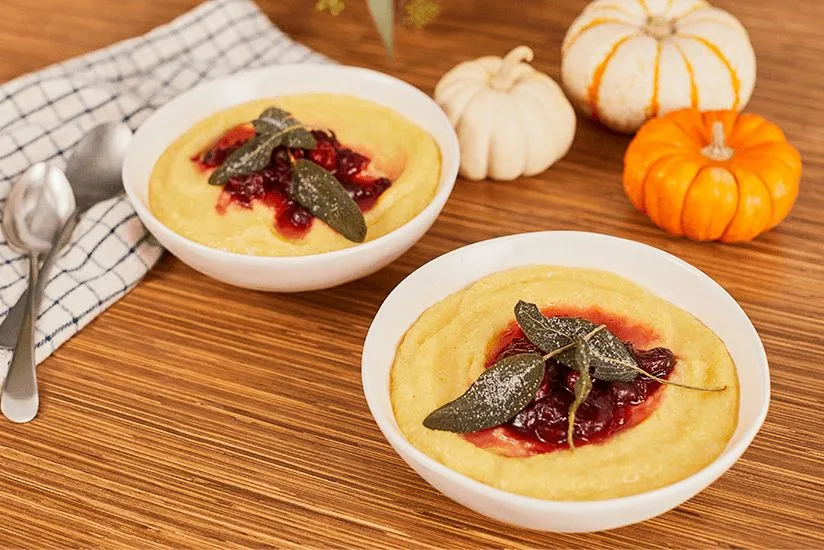 Polenta with Cranberry & Crispy Sage