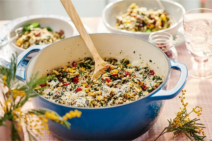 One Pot Italian Sausage and Cranberry Orzo