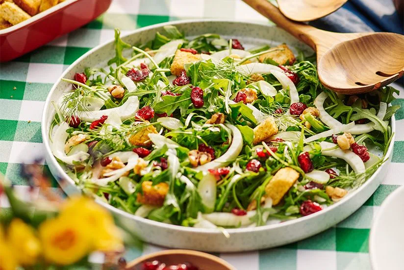 Fresh Fennel Salad with Cranberry Tahini Dressing